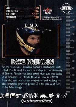 2000 Fleer Adrenaline #89 Dave Brumlow Back